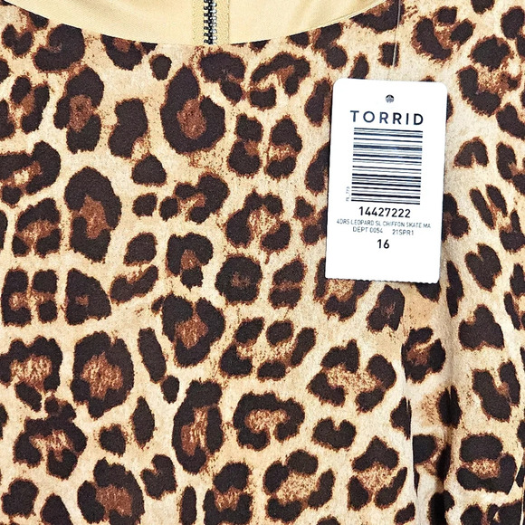 Torrid‎ NWT Leopard Print Chiffon Sleeveless Skater Maxi Dress 16 Animal Fall - Picture 3 of 8